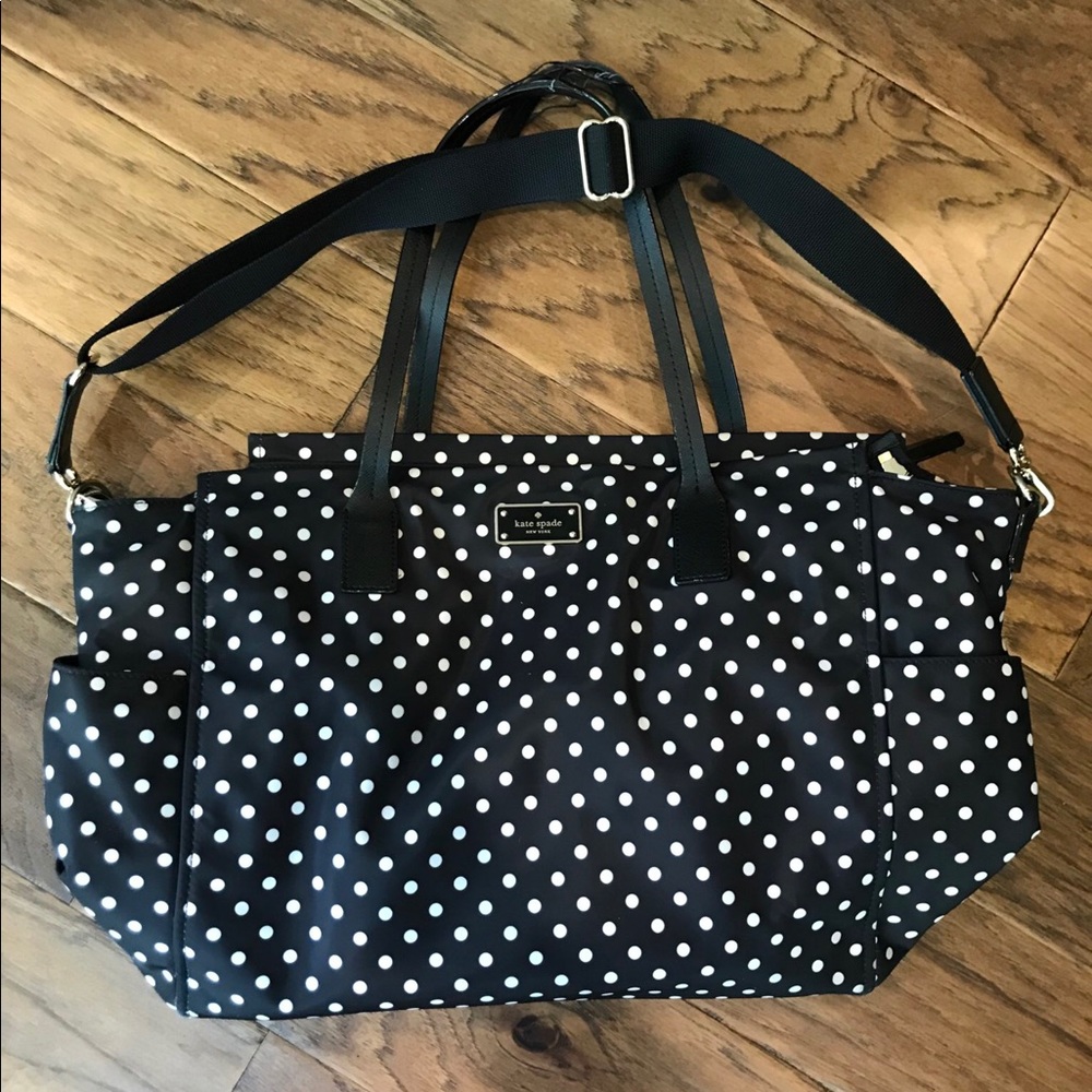 kate spade black/white dot diaper bag